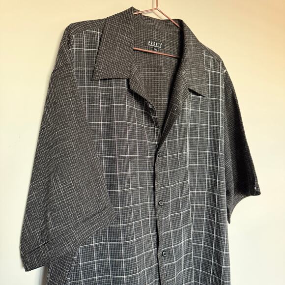 PRONTI COLLECTION BY PHITA Mens Shirt 3X Black Short Sleeve Geometric Club 70s - Picture 2 of 6